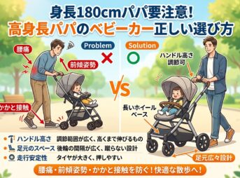 ベビーカーで身長180cm