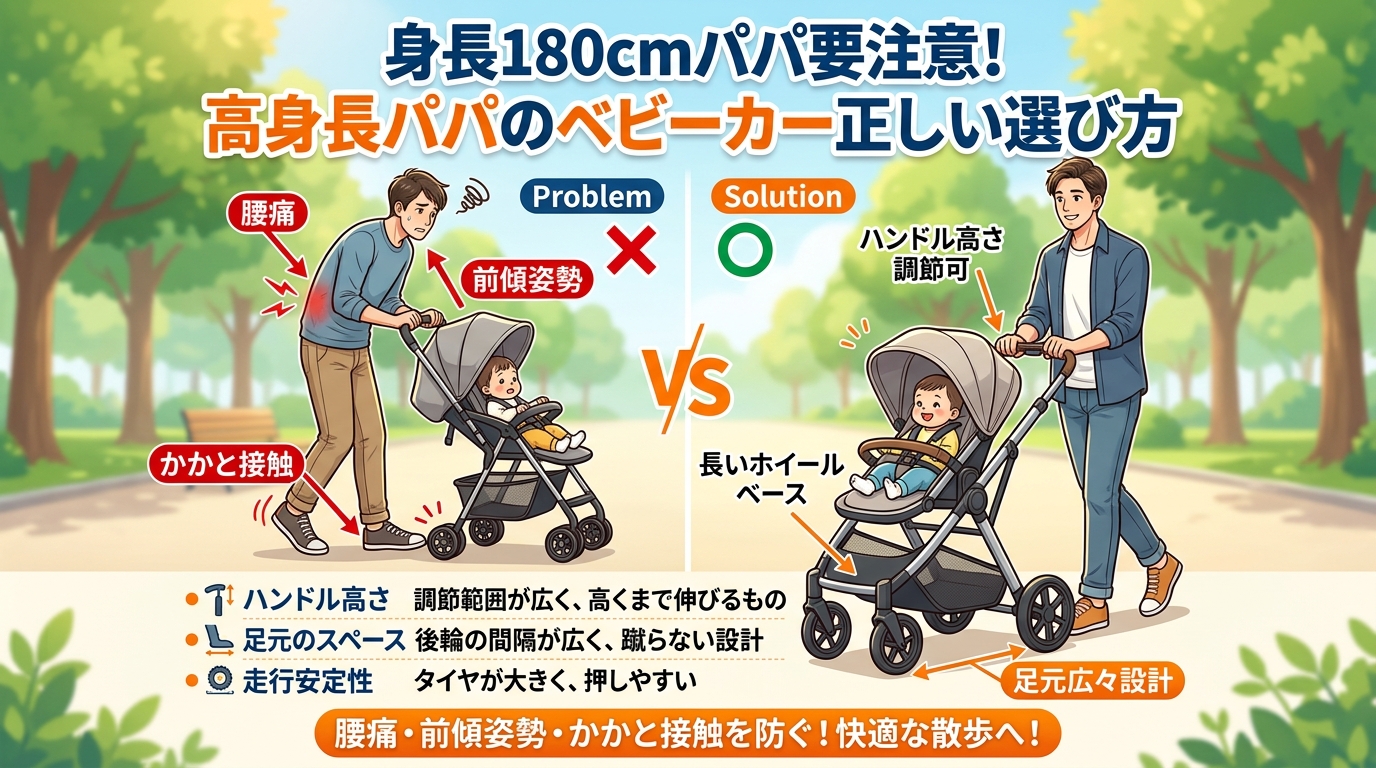 ベビーカーで身長180cm